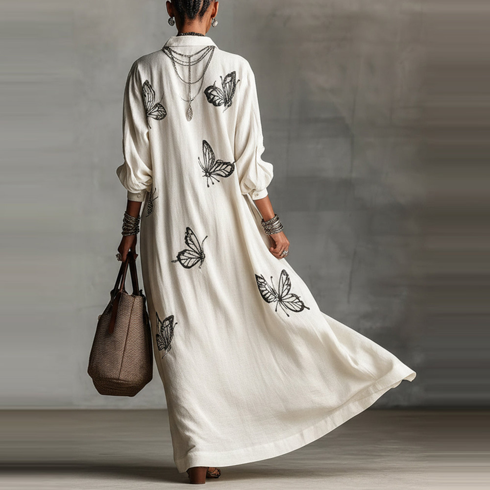 Women's Deep V-Neck Loose Casual Long Dress