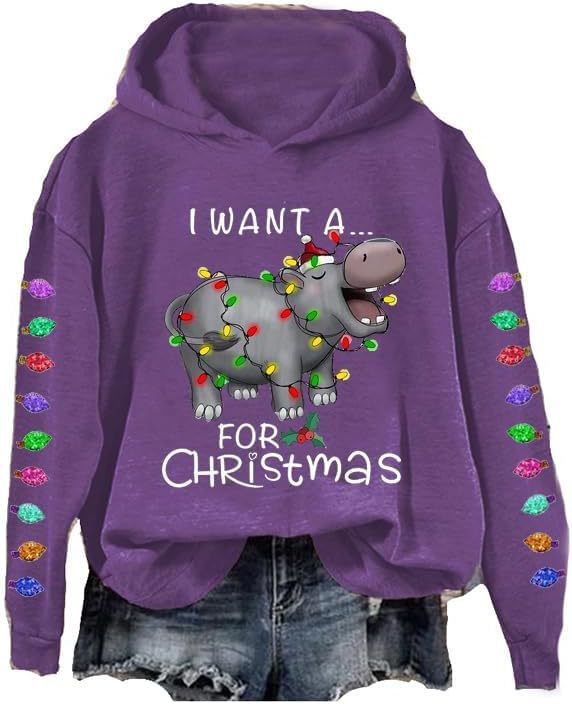 Women's Letter Snowman Christmas Reindeer Wine Glass Print Hoodie