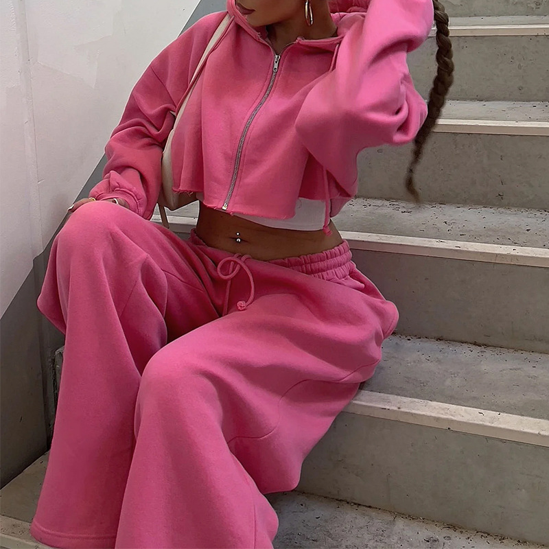Women's Long Sleeve Zip-Up Sweatsuit Set Casual Sporty Two-Piece
