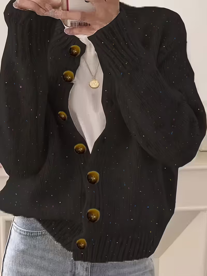 Women's Single-Breasted Knit Cardigan Short Sweater Jacket