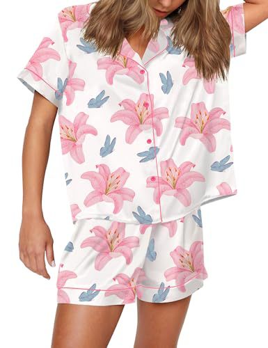 Women's Cuban Collar Animal Print Short Sleeve Shirt Set Casual Summer