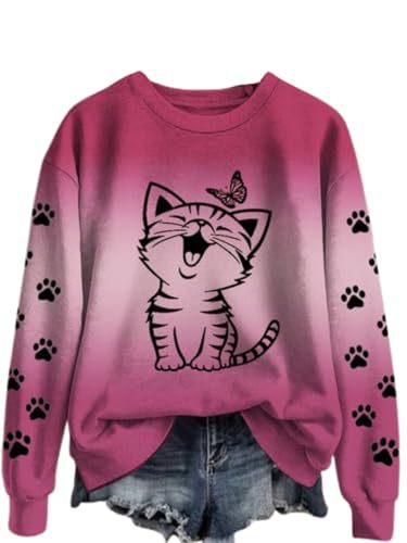 Women's Cute Cat Paw Print Casual Sweatshirt