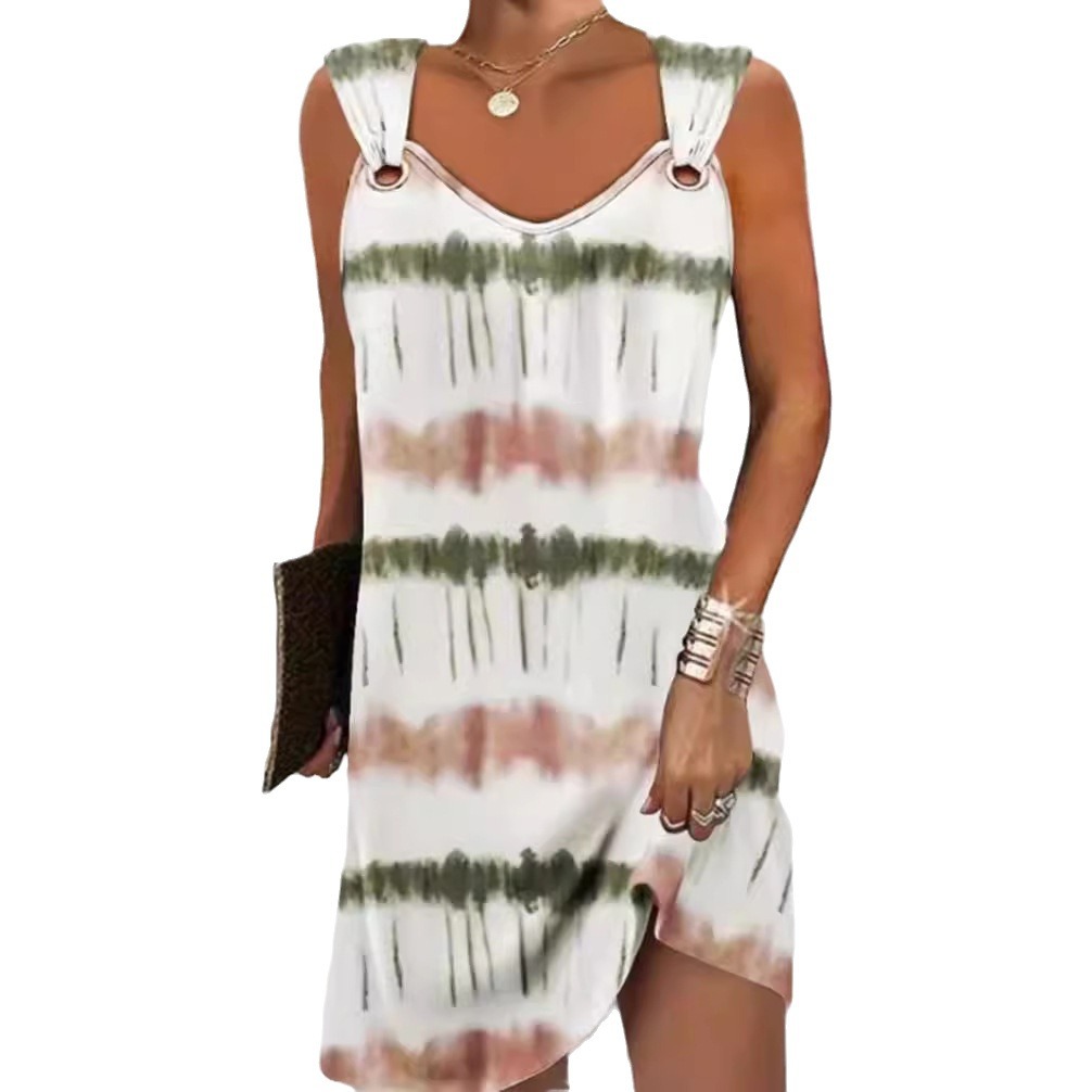 Color-Block V-Neck Sleeveless Midi Dress