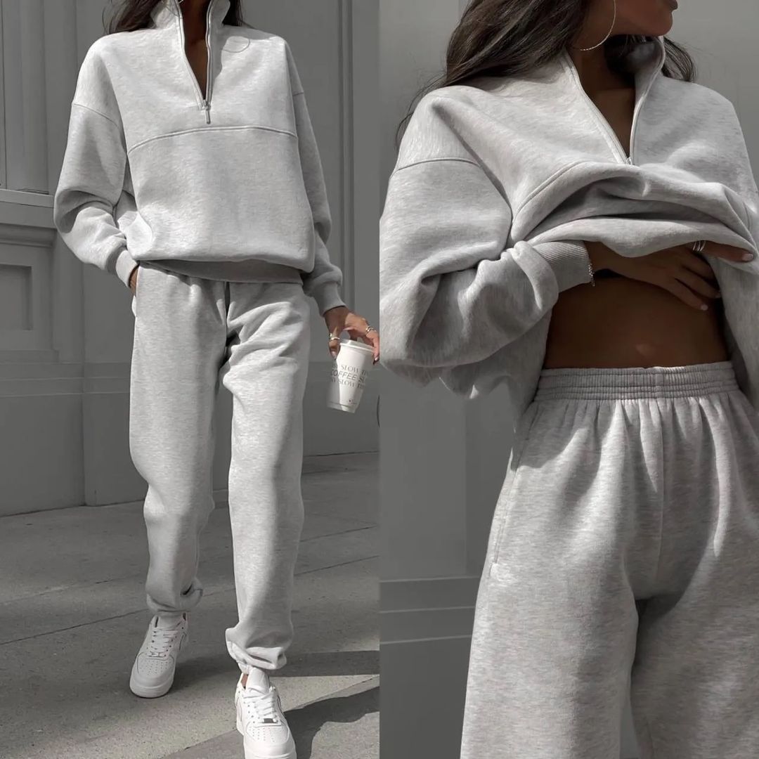 Women's Casual Thick Long-Sleeve Hoodie and Pants Two-Piece Set