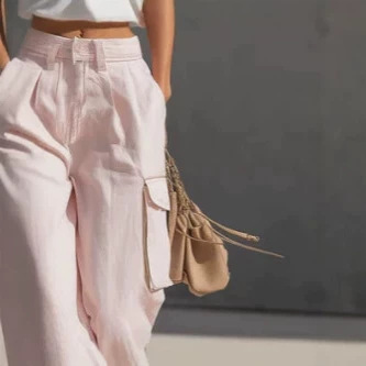 White Tank Top and Pink Cargo Pants Cotton Set