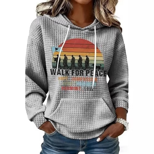 Women's Waffle Knit Peace & Light Animal Print Hoodie