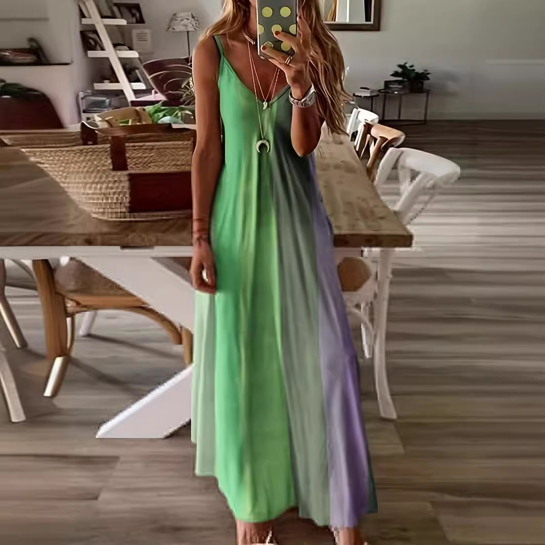 Women's Sleeveless Gradient Print Slip Dress