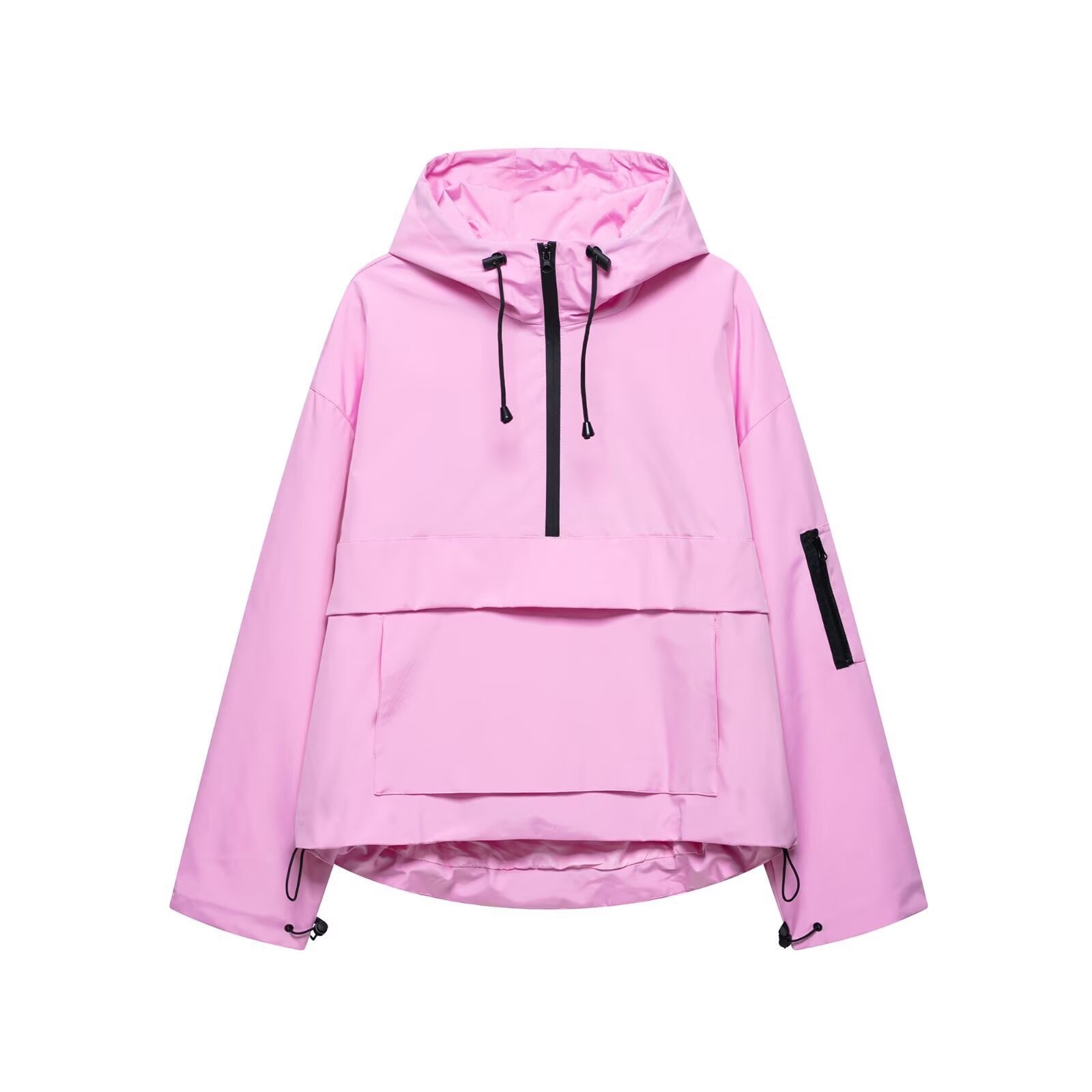 Women's Hooded Zip-Up Jacket Casual Solid Color