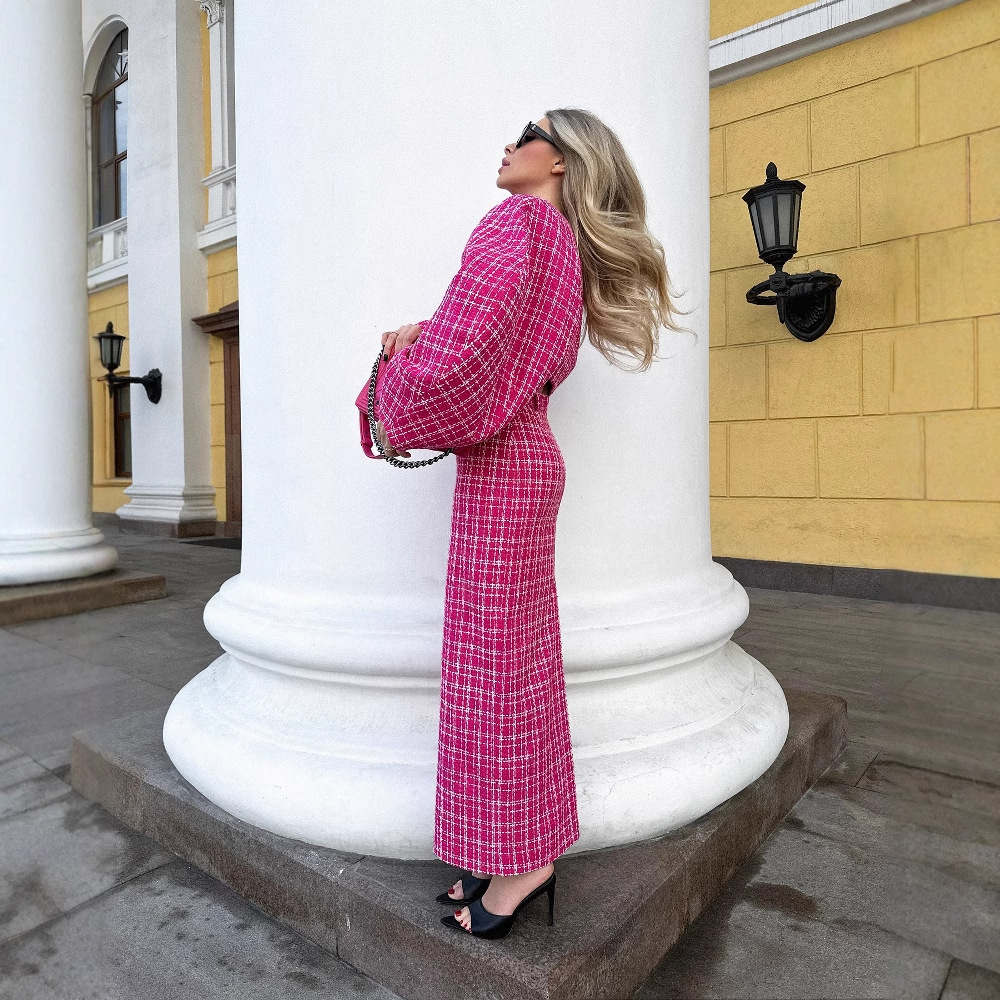 Plaid Structured Skirt Set with Jacket