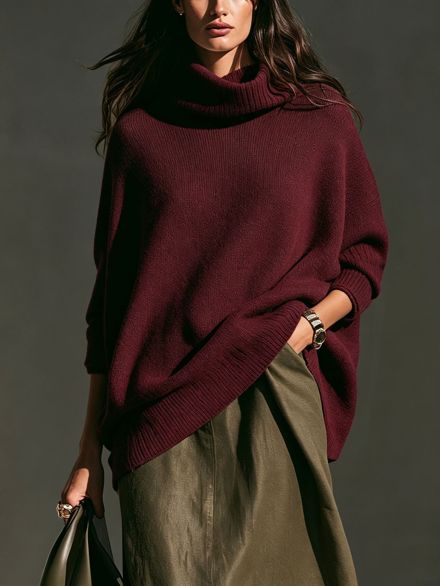 Women's Crewneck Sweater Loose Slouchy Knit Pullover