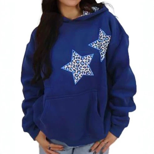 Women's Star Leopard Print Casual Hoodie