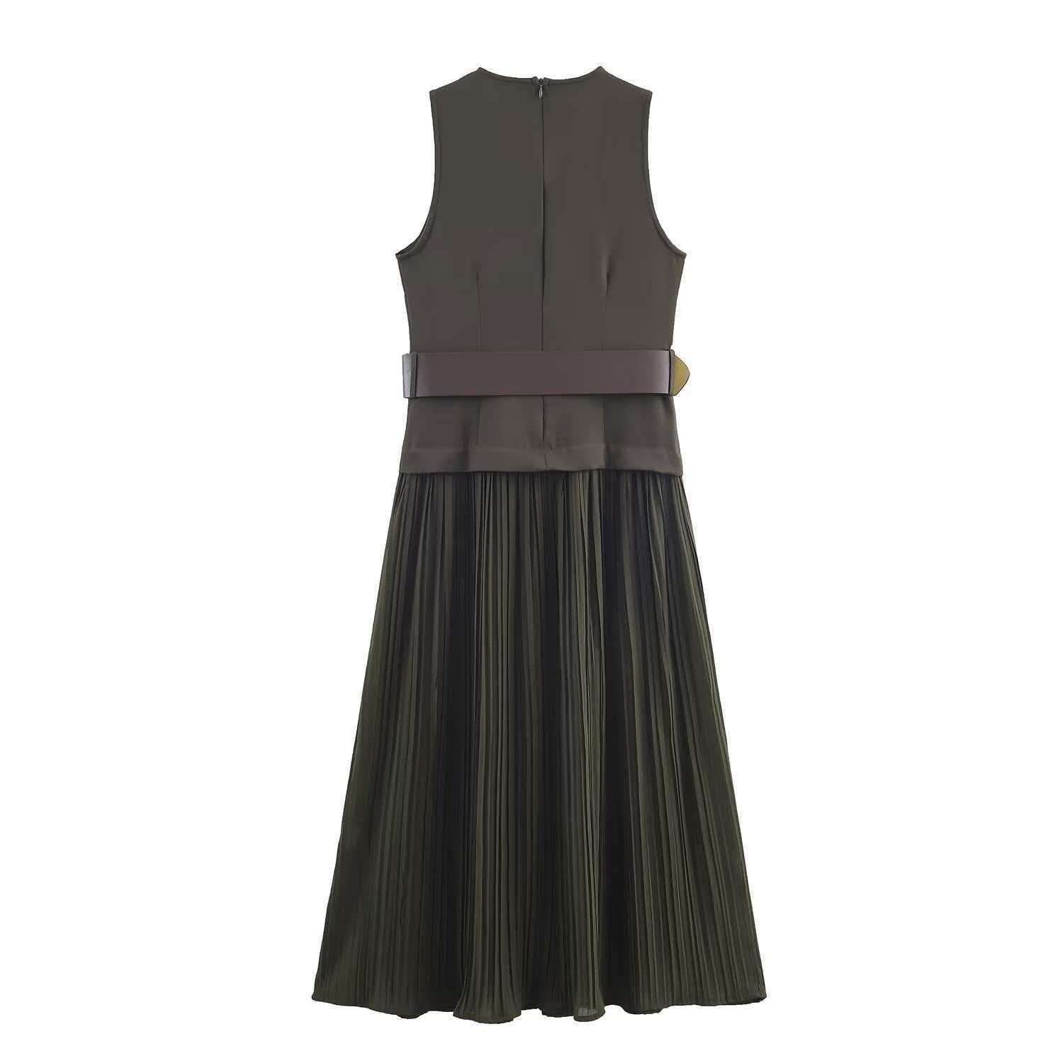 Women's Summer Sleeveless Belted Midi Dress