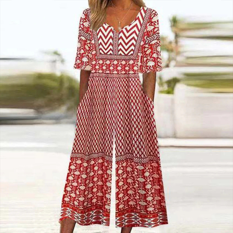 Floral Print Wide-Leg Jumpsuit with Sleeves