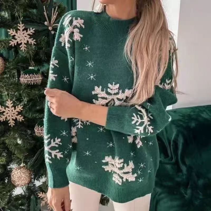 Women's Loose Knit Pullover Sweater Half Turtleneck Long Sleeve