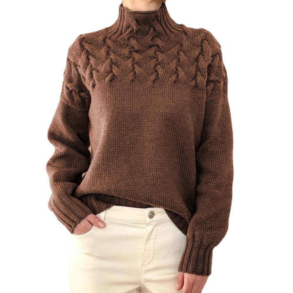 Women's Turtleneck Long Sleeve Sweater Pullover Solid Color