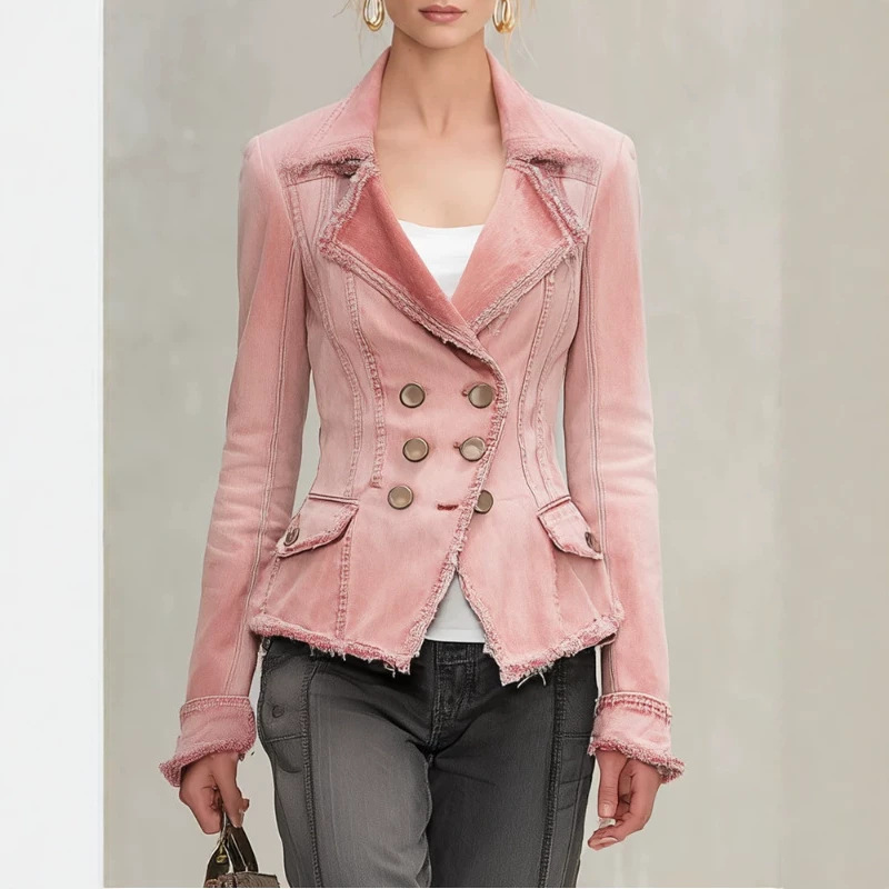 Pink Washed Slim Fit Denim Jacket
