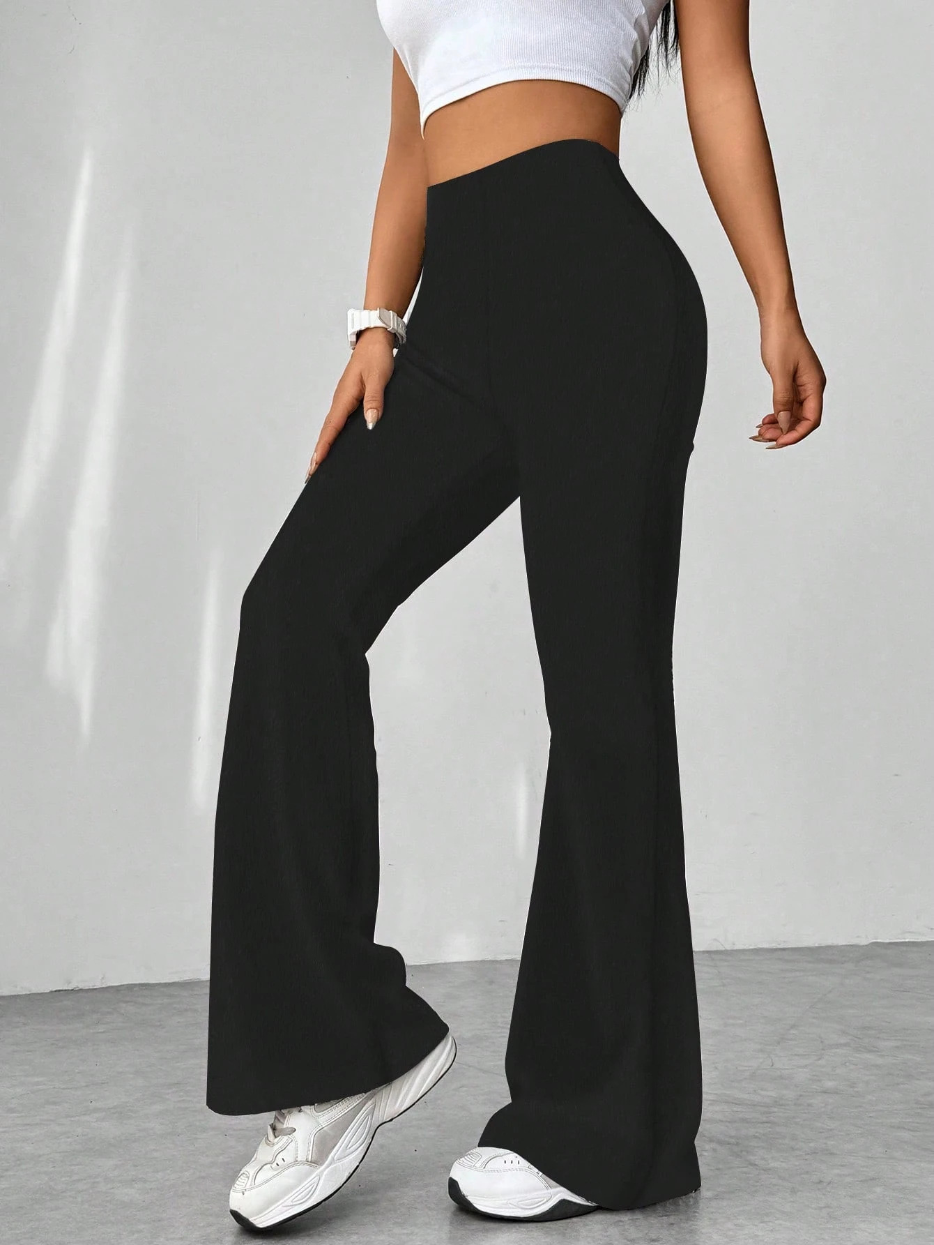 Retro Houndstooth High-Waist Slimming Flare Pants