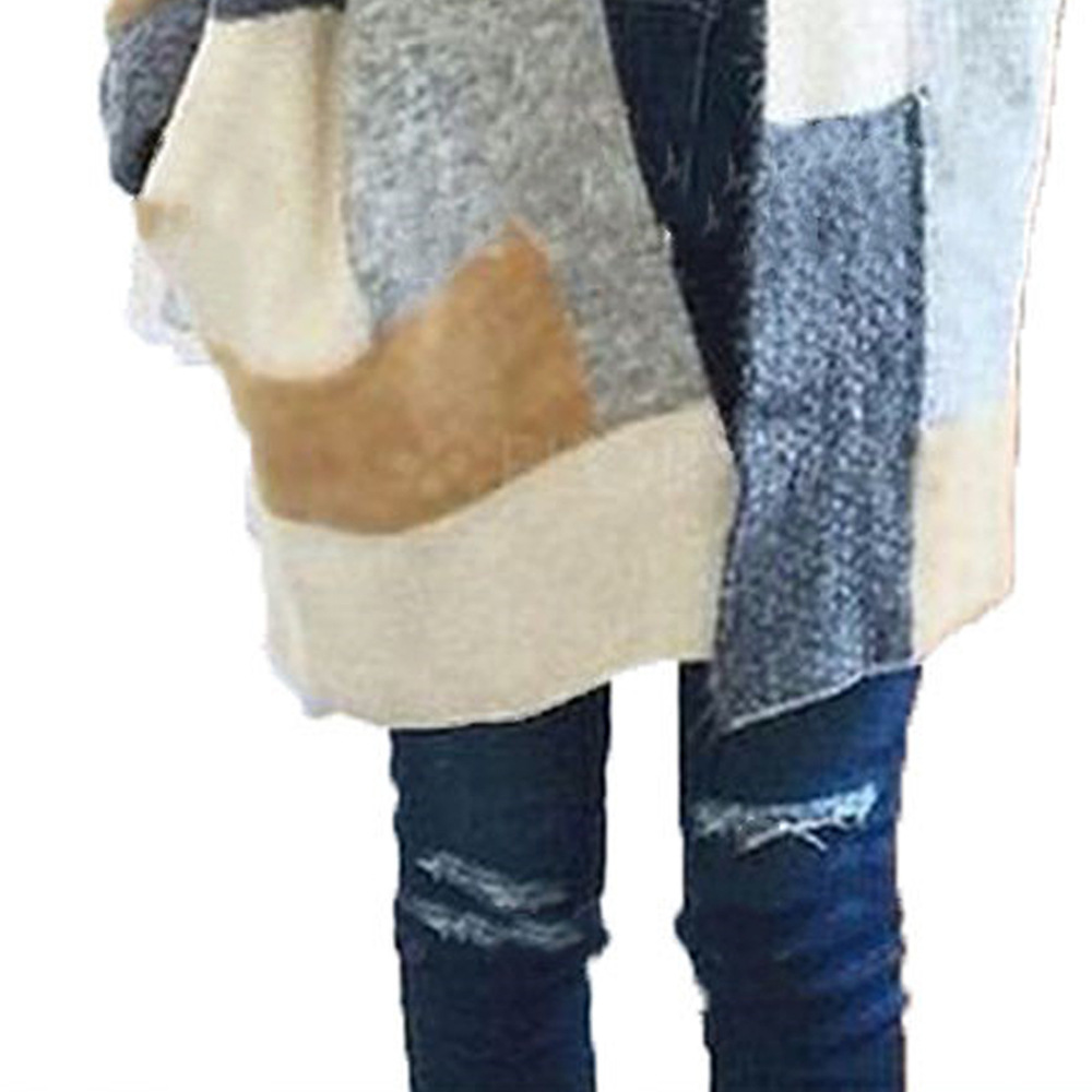 Women's Long Sleeve Knit Cardigan Sweater, Loose Fit, Gray