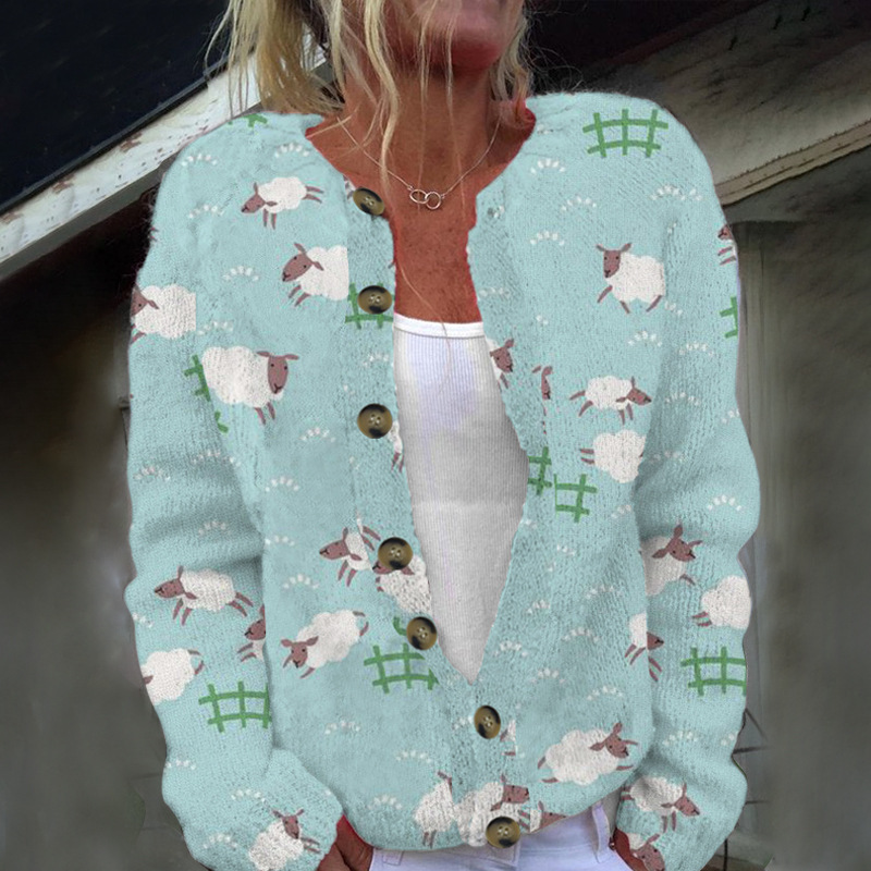 Women's Animal & Botanical Print Button-Down Cardigan