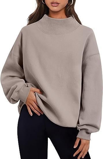Women's Fleece-Lined Sweatshirt Half Turtleneck Loose Fit