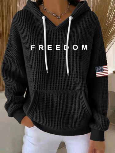 Women's Freedom Peace American Flag Print Hoodie