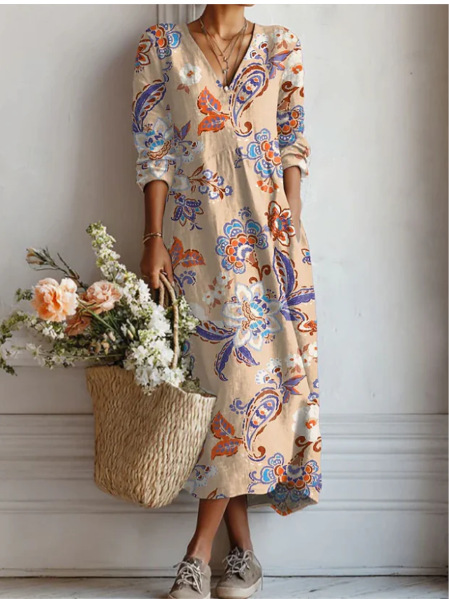 Women's Floral Paisley Print Ruched Bodycon Midi Dress