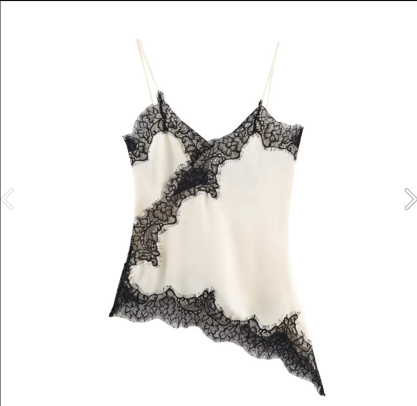 Women's Lace Asymmetric Dress with Deep V-Neck Sleeveless Slim Fit