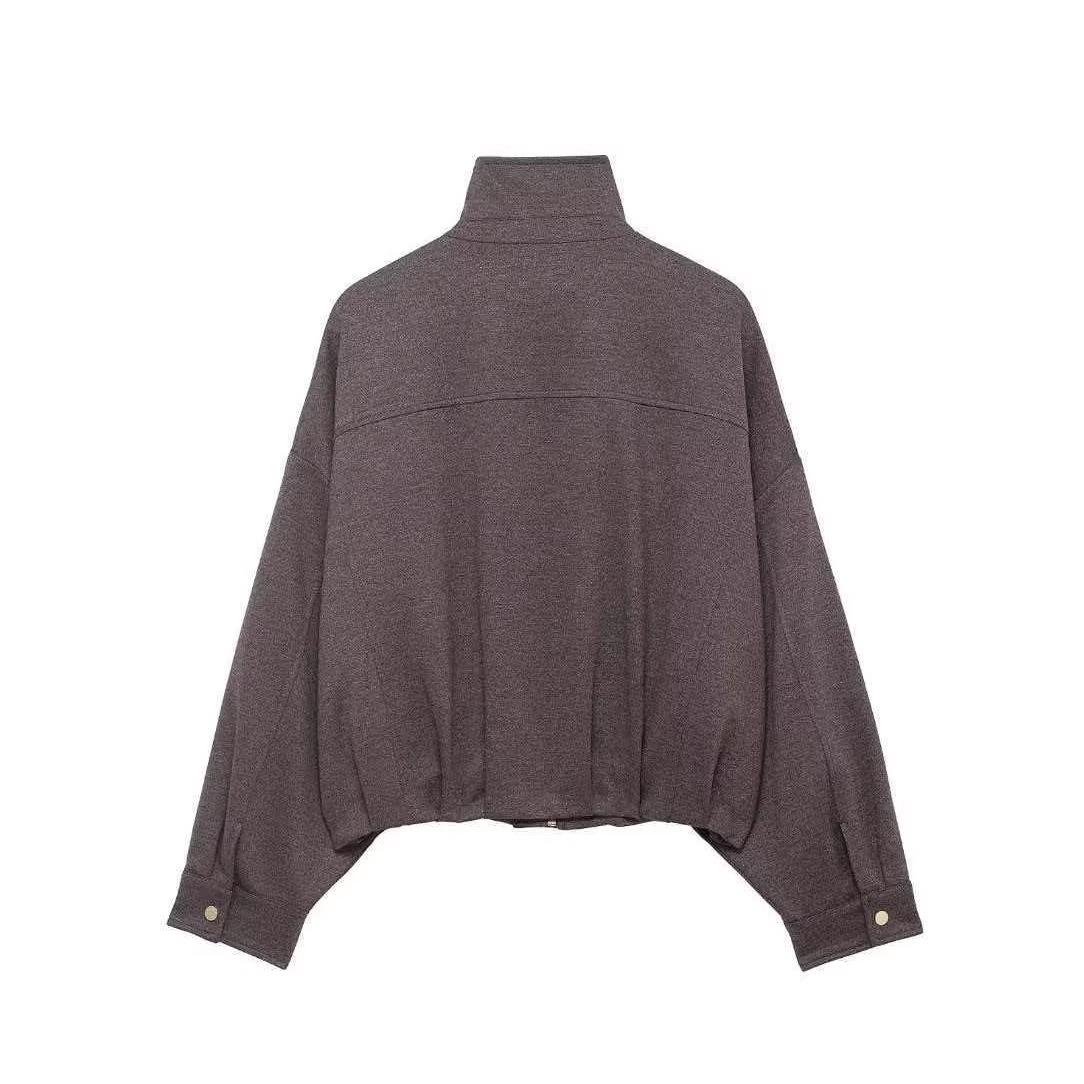 Women's Loose Fit Zip-Up Bomber Jacket
