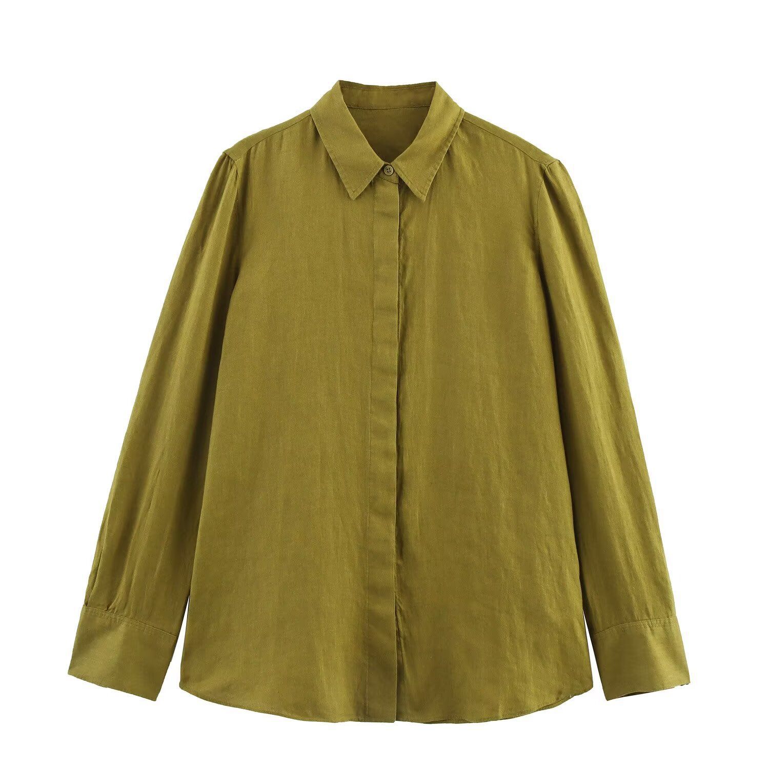 Women's Long Sleeve Shirt & Wide-Leg Straight Pants Set