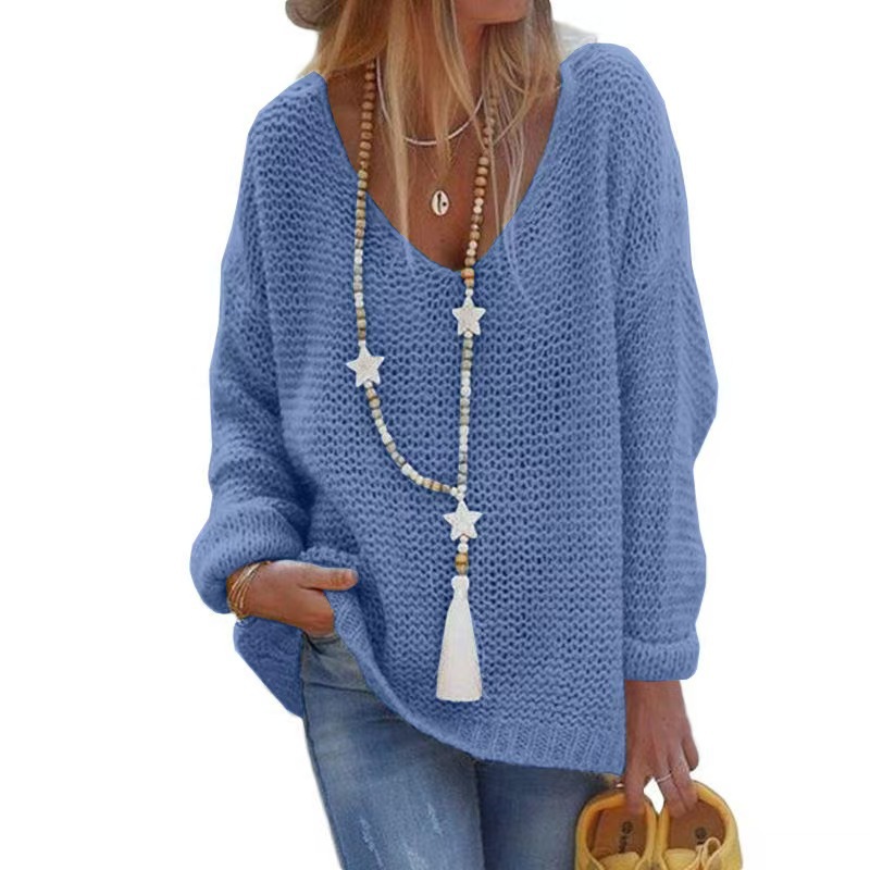 Women's V-Neck Long-Sleeve Knit Sweater