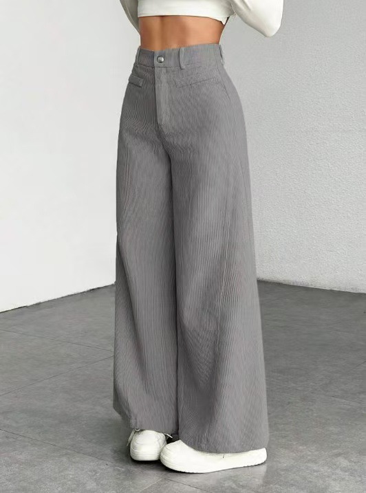 Corduroy High-Waist Wide-Leg Pants for Women
