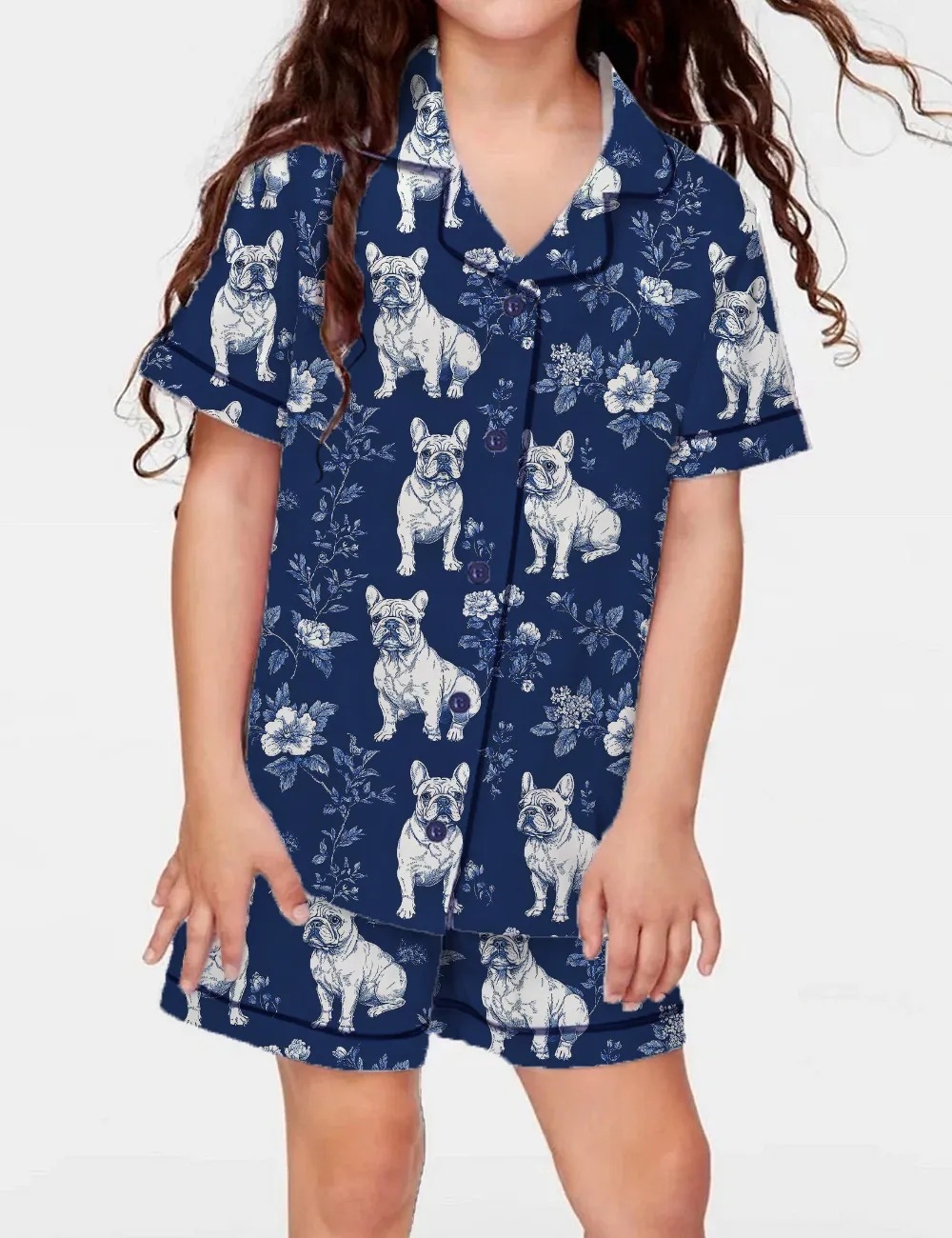 Women's Cuban Collar Short Sleeve Shirt Set with Animal Print