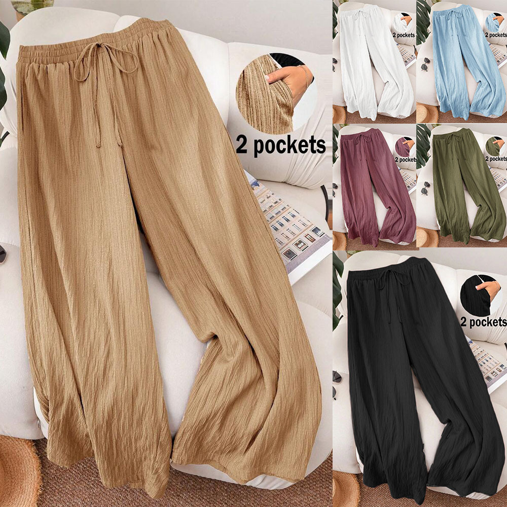 Women's High-Waist Wide-Leg Pants Plus Size Loose Casual Drapey Trousers