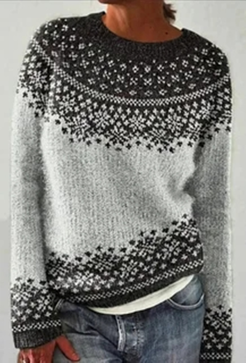 Women's Color-Block Crewneck Loose Knit Pullover Sweater