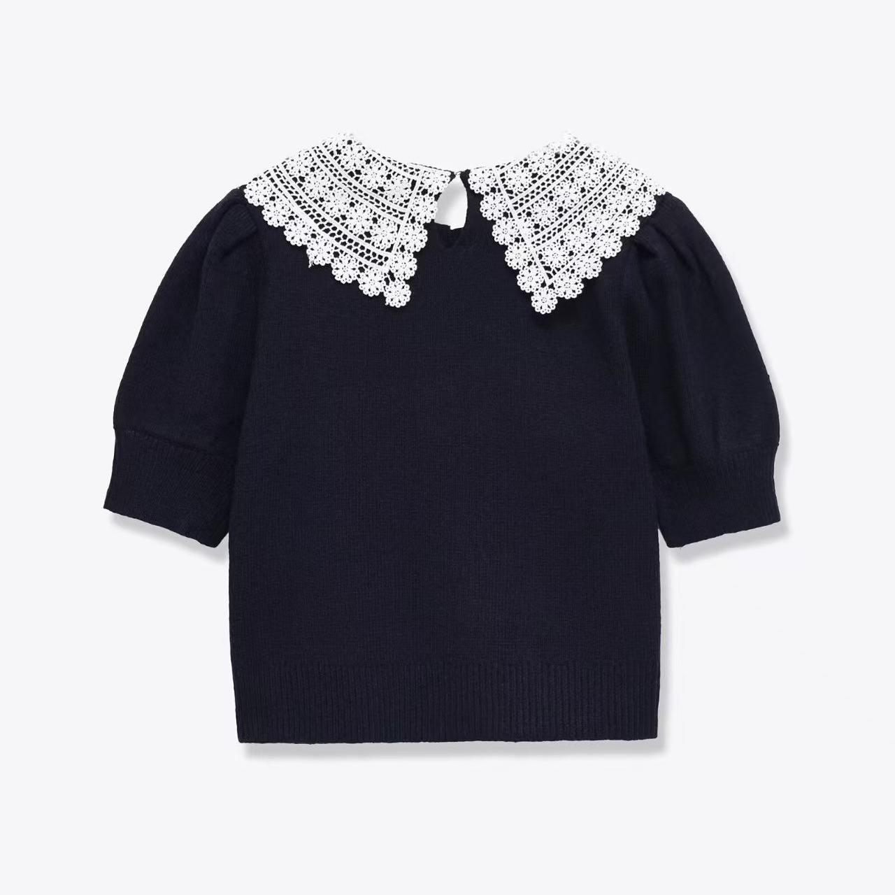 Women's Cropped Doll Collar Knit Sweater