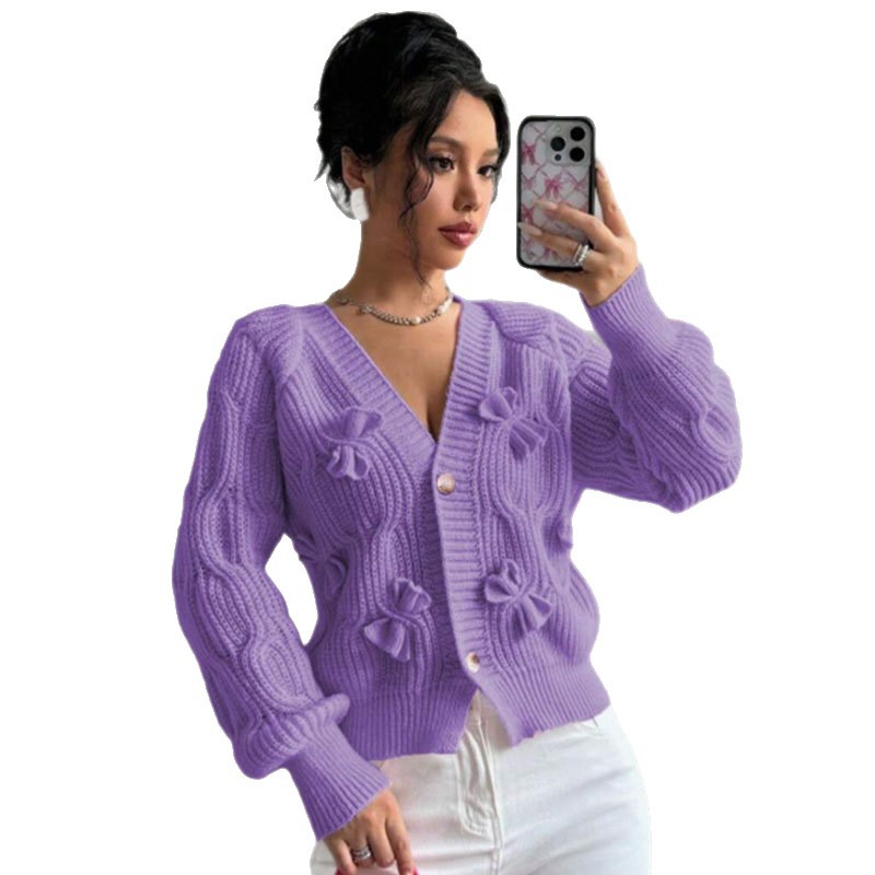 Women's Bow Knit Cardigan Sweater Coat