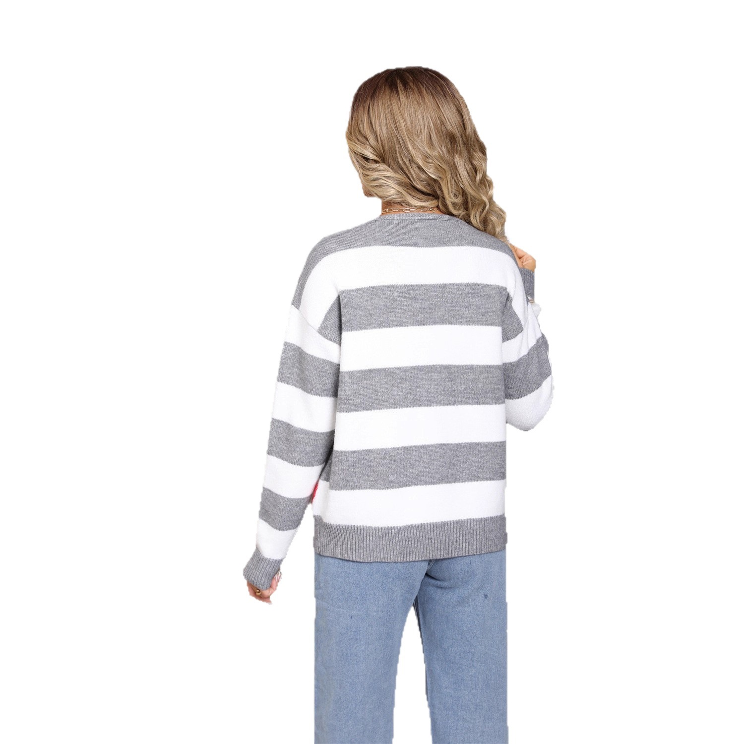 Women's Color-Block Heart Knit Cardigan with Tie Front