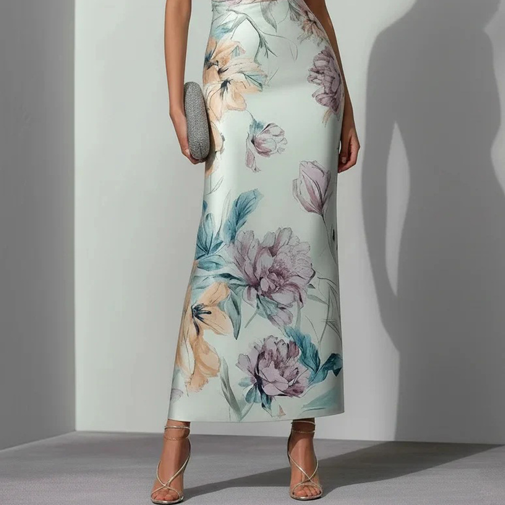 Slimming High-Waist Floral Print Bodycon Backless Maxi Dress
