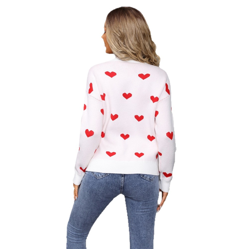 Heart Graphic Colorblock Knit Sweater