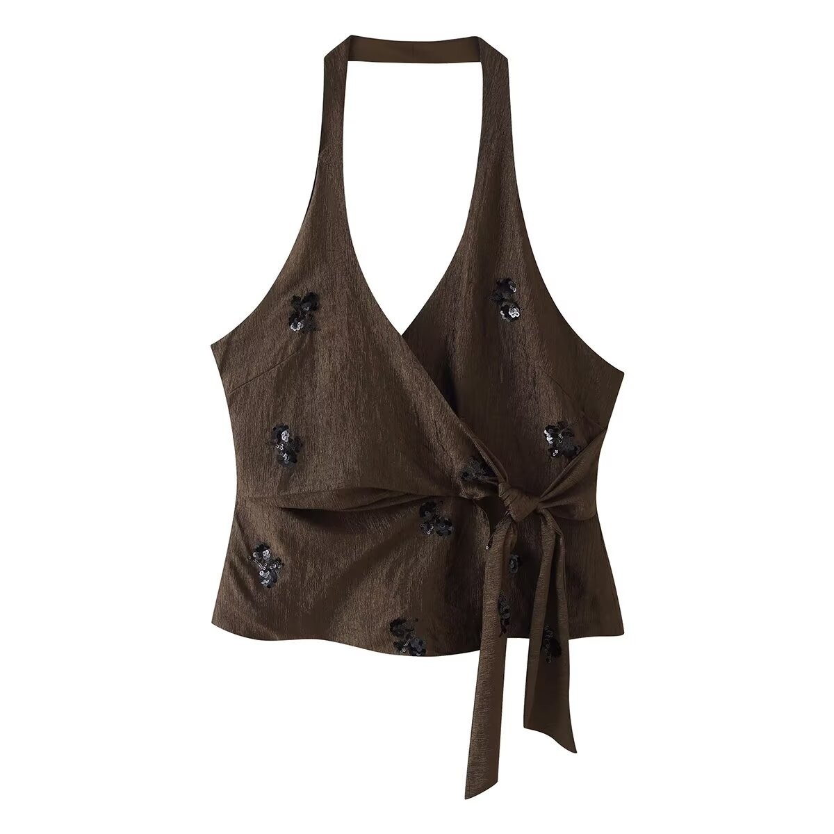 Slimming Vintage Halter Vest & Loose Pants Two-Piece Set