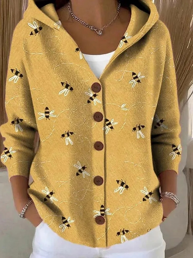 Women's Polka Dot Swirl Print Casual Hoodie