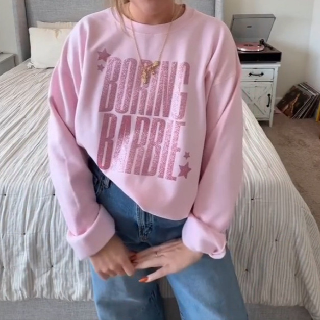 Women's Letter Print Crewneck Long Sleeve Loose Fit Sweatshirt