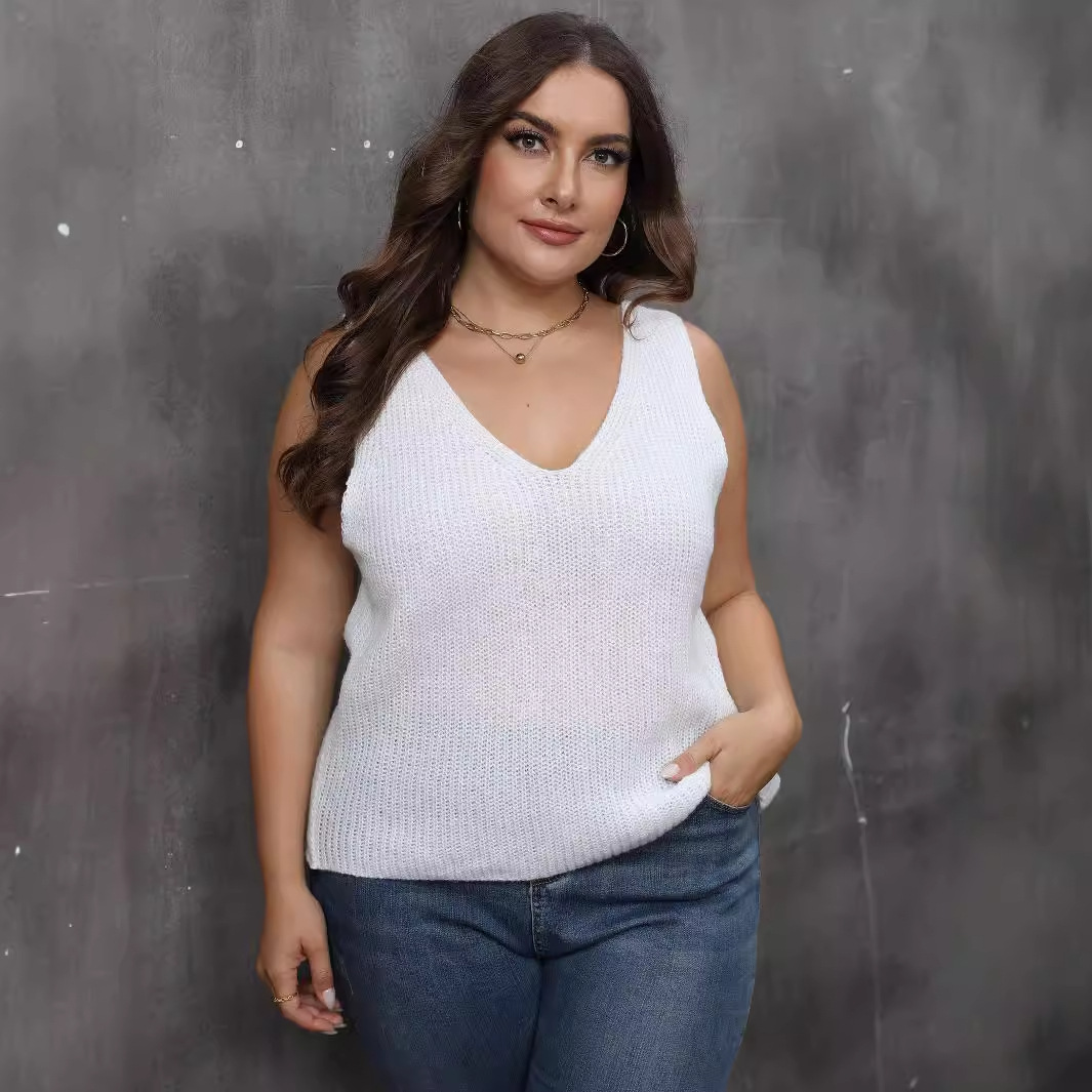 Women's V-Neck Cross-Back Sleeveless Knit Top