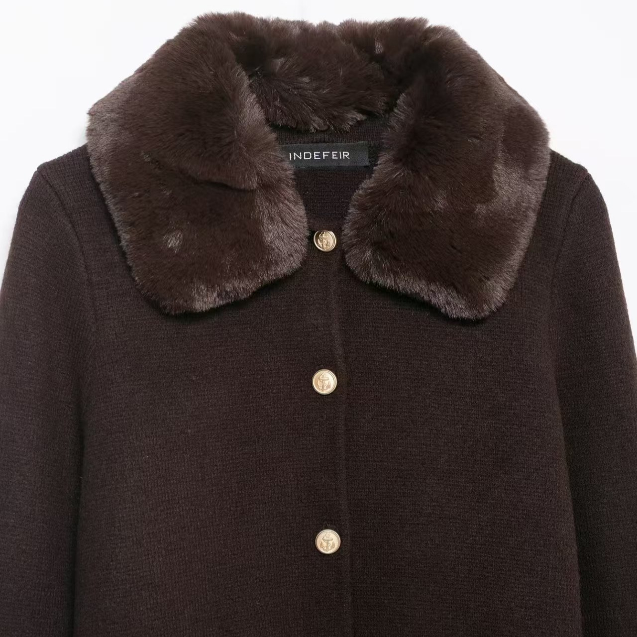 Faux Fur Collar Knit Cardigan Sweater