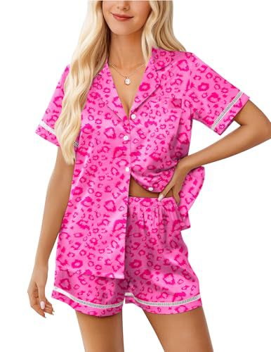 Women's Cuban Collar Short Sleeve Shirt Set Floral Solid Casual