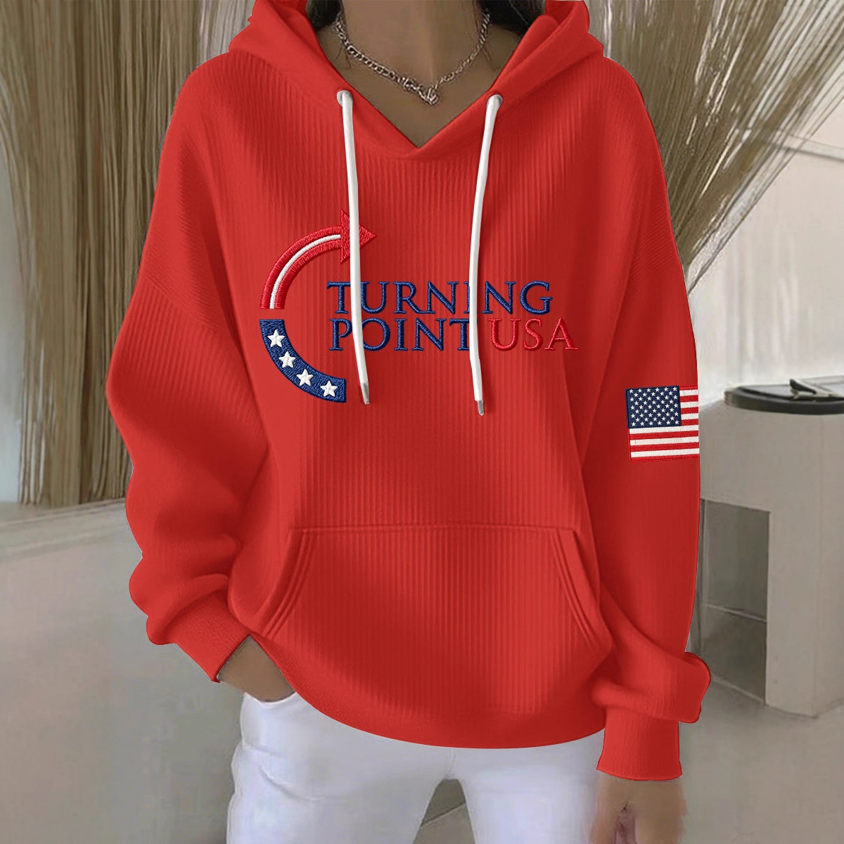Women's American Flag Arrow Print Hooded Sweatshirt