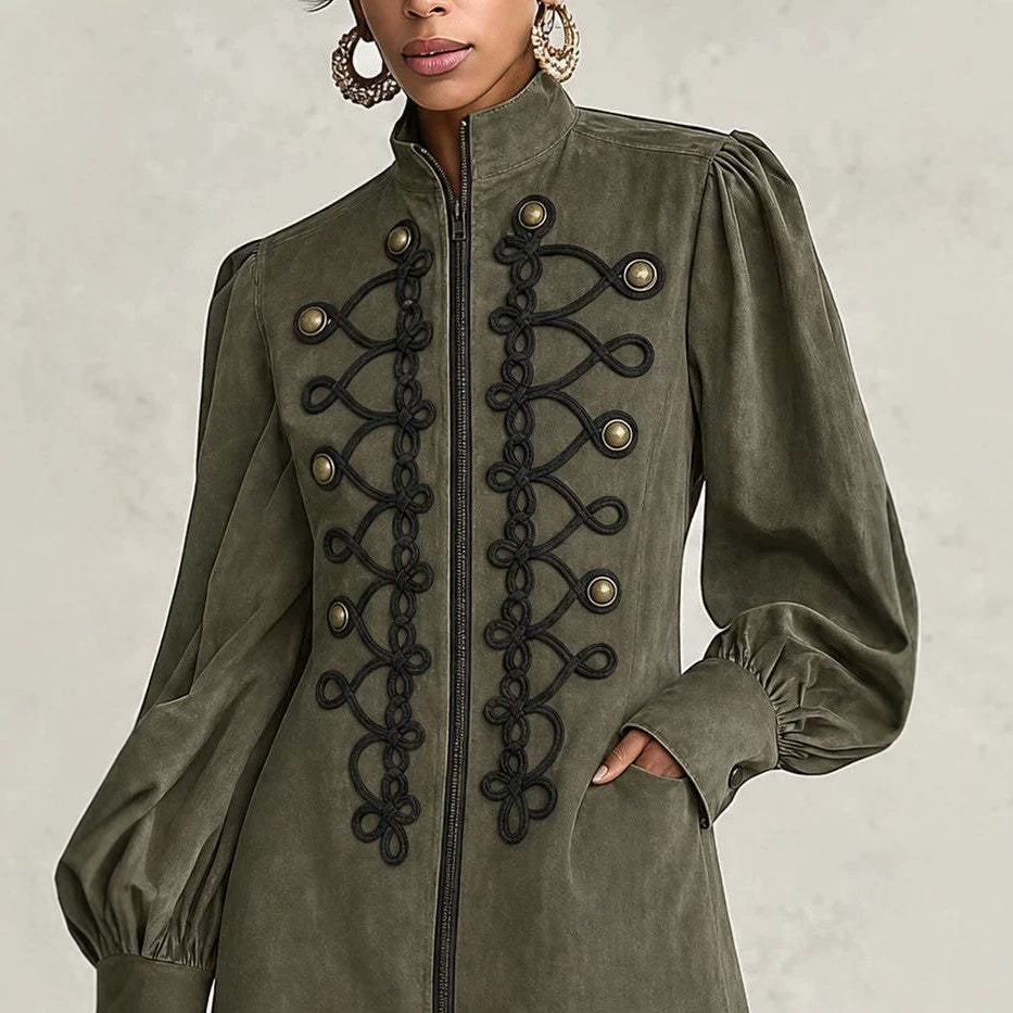 Olive Green Lantern Sleeve Mini Dress