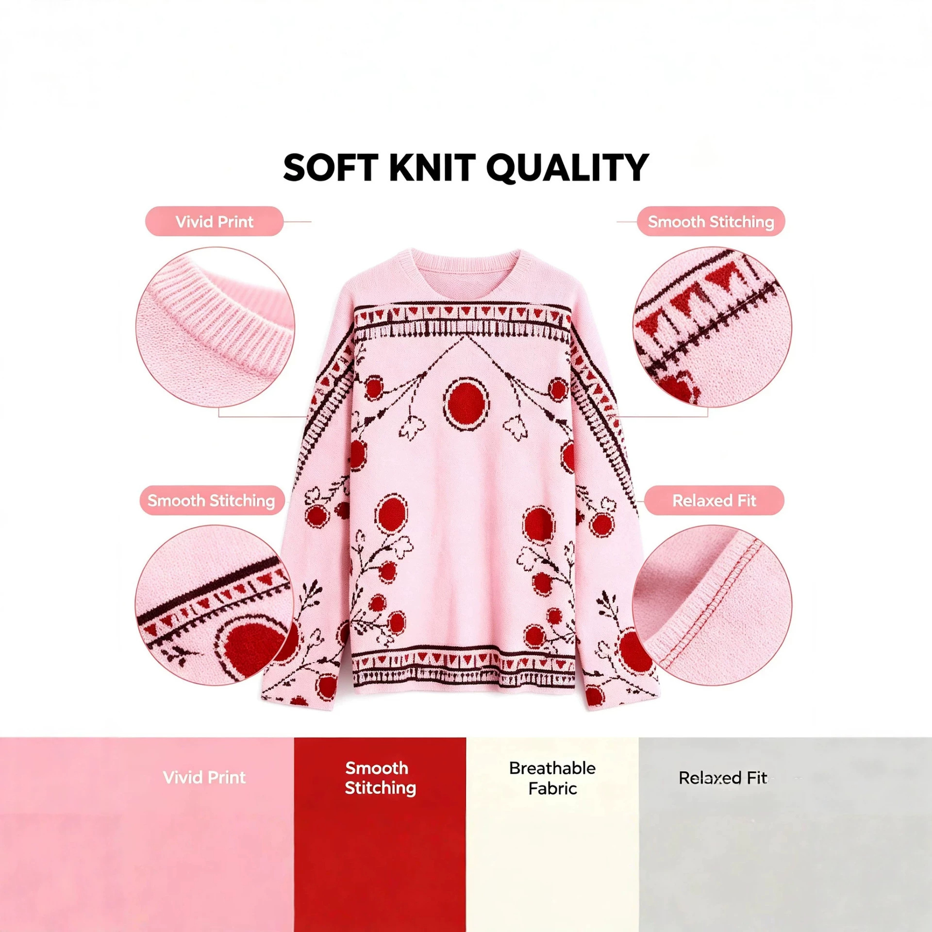 3D Christmas Print Crewneck Knit Sweater