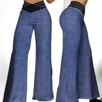 Women's Cutout Belt High-Waist Straight-Leg Wide-Leg Pants