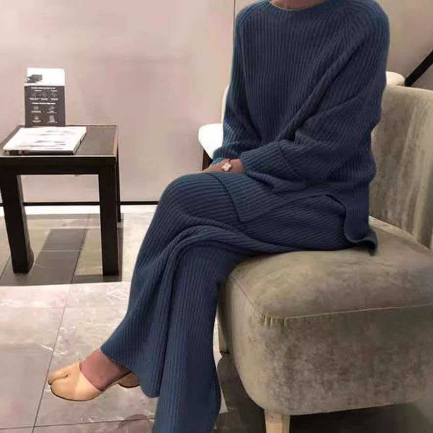 Women's Knit Sweater & Wide-Leg Pants Two-Piece Set